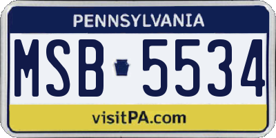 PA license plate MSB5534