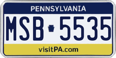 PA license plate MSB5535