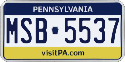 PA license plate MSB5537