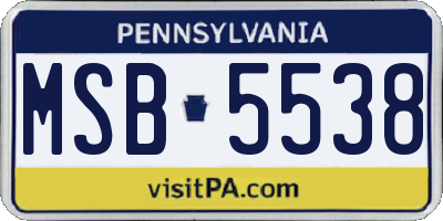 PA license plate MSB5538