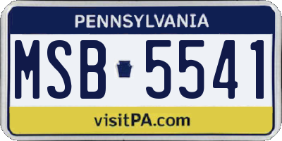 PA license plate MSB5541