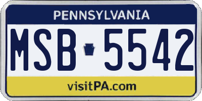 PA license plate MSB5542