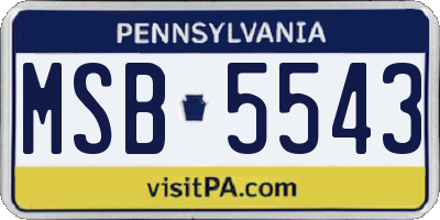 PA license plate MSB5543