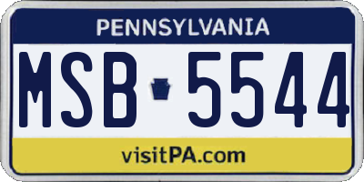 PA license plate MSB5544