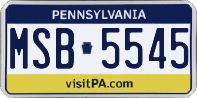 PA license plate MSB5545
