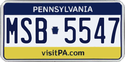 PA license plate MSB5547