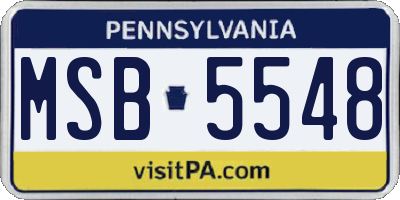 PA license plate MSB5548