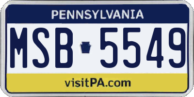 PA license plate MSB5549
