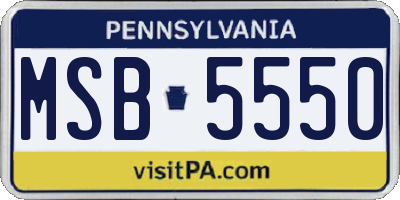 PA license plate MSB5550