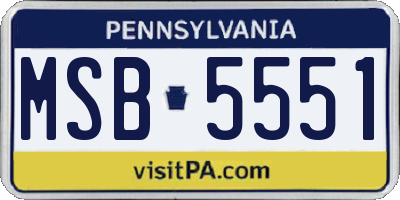 PA license plate MSB5551