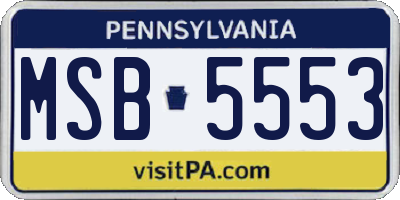 PA license plate MSB5553