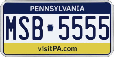 PA license plate MSB5555