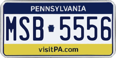 PA license plate MSB5556