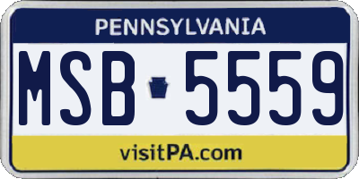 PA license plate MSB5559