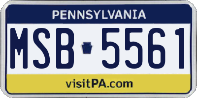 PA license plate MSB5561