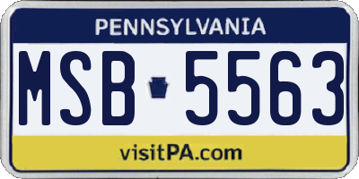PA license plate MSB5563
