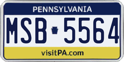 PA license plate MSB5564