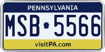 PA license plate MSB5566