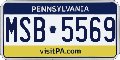 PA license plate MSB5569