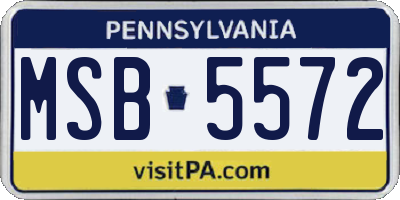 PA license plate MSB5572