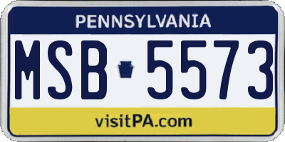 PA license plate MSB5573