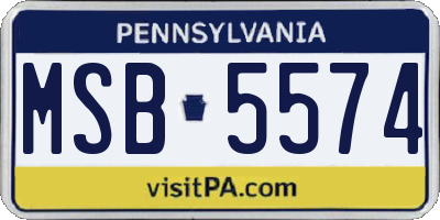 PA license plate MSB5574