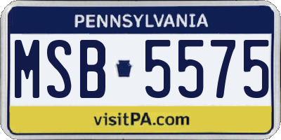 PA license plate MSB5575