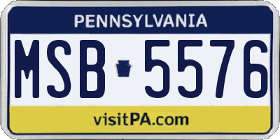PA license plate MSB5576