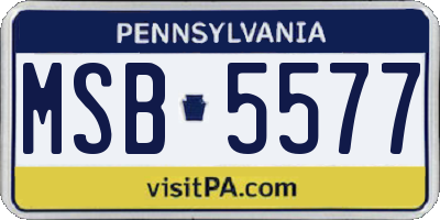 PA license plate MSB5577