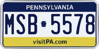 PA license plate MSB5578