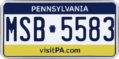 PA license plate MSB5583