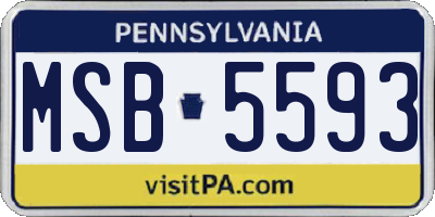 PA license plate MSB5593