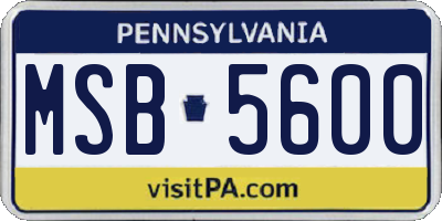 PA license plate MSB5600