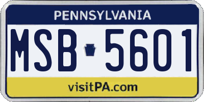 PA license plate MSB5601