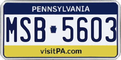PA license plate MSB5603