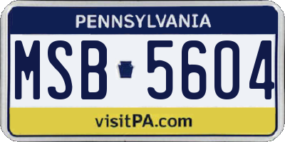 PA license plate MSB5604