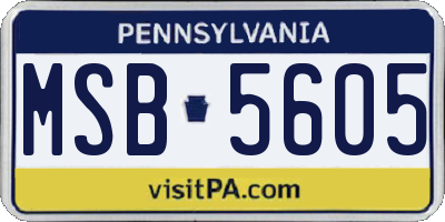 PA license plate MSB5605