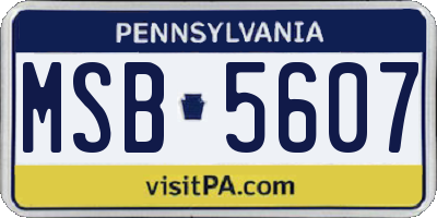 PA license plate MSB5607