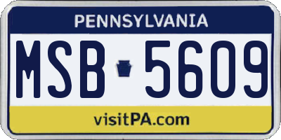 PA license plate MSB5609