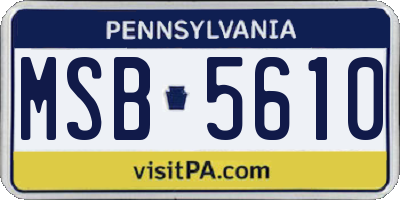 PA license plate MSB5610
