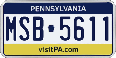 PA license plate MSB5611