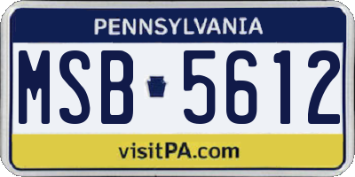 PA license plate MSB5612