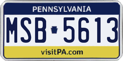 PA license plate MSB5613