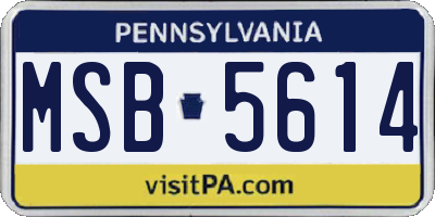 PA license plate MSB5614