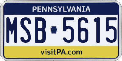 PA license plate MSB5615