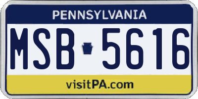 PA license plate MSB5616