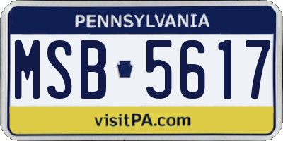 PA license plate MSB5617