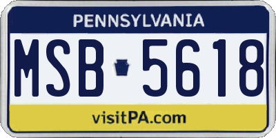 PA license plate MSB5618