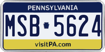 PA license plate MSB5624