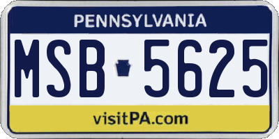 PA license plate MSB5625